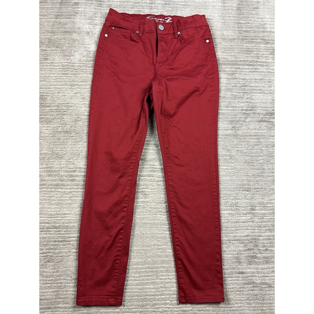Seven 7 Jeans Womens 8‎ Red High Rise Skinny Denim Stretch Midrise